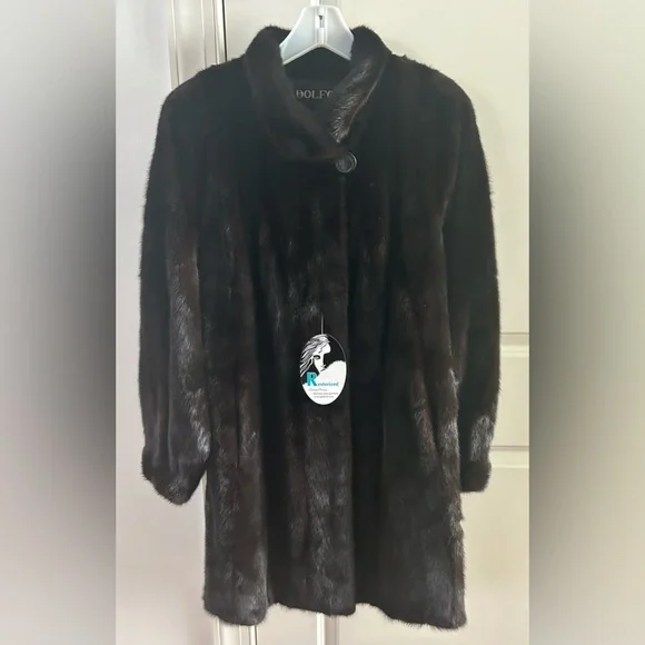 ADOLFO Mink Fur Coat Womens size 12 NEW - Picture 1 of 16